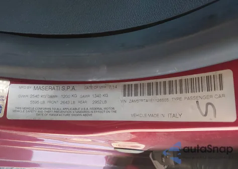 2014 Maserati Ghibli S Q4 z USA, uszkodzony, nr VIN ZAM57RTA1E1126505